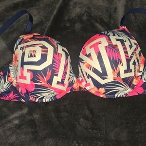 Floral Push-Up bra in Navy and Pink